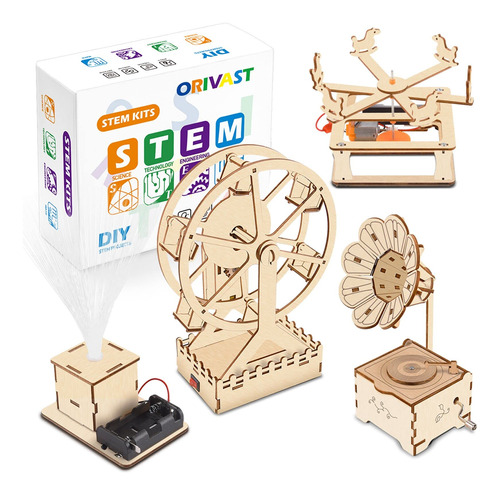 Orivast Stem Kit Rompecabezas De Madera 3d, 4 Kits De Constr