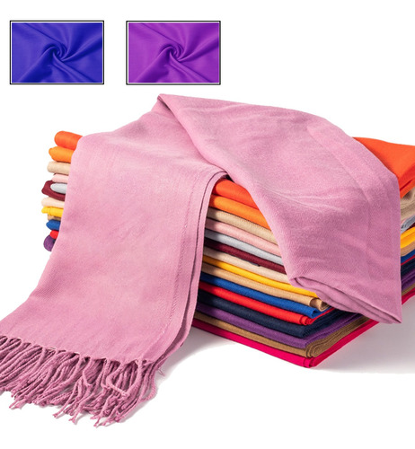 3pcs Bufanda De Pashmina Chalinas De Color Liso Para Mujer