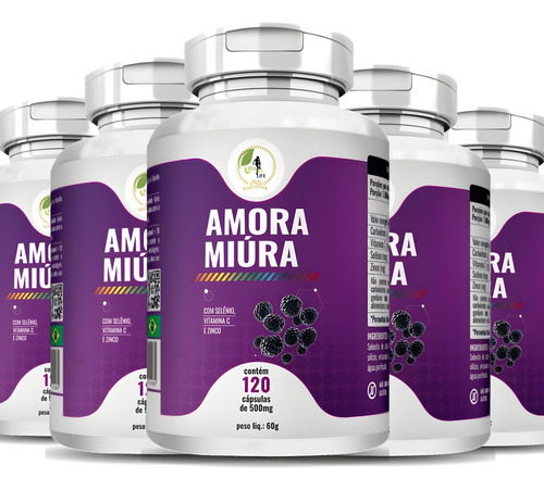 Kit C/5 Amora Miúra Vit. C Selênio E Zinco 120 Cáp Fits Life