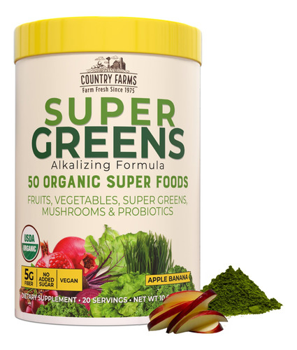 Country Farms Super Greens Sabor A Manzana Y Platano, 50 Sup