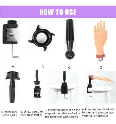 Kit De Mano De Práctica Para Uñas Acrílicas, Mano Falsa Para