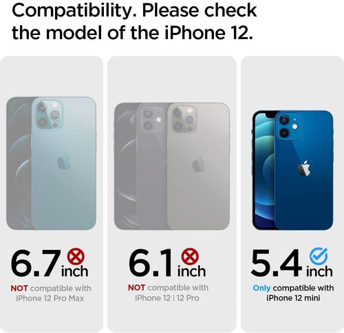 Imagen 2 de 6 de Vidrio Templado Spigen iPhone 12 Mini Glas.tr Slim Hd 9h