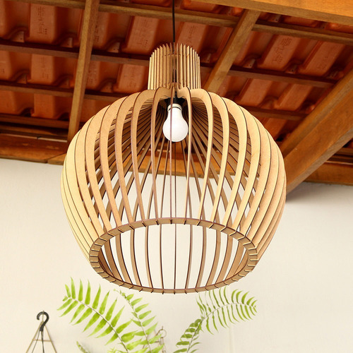 Imagem 5 de 7 de Luminaria Pendente Grande Decoração Casa Mdf