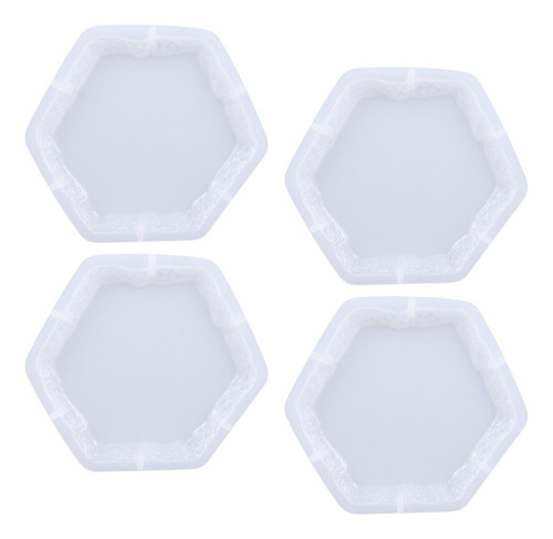 4 Moldes De Silicona Para Fundición De Resina De Hexágono