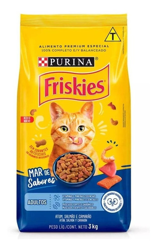 Alimento Friskies s para gato adulto sabor peixe e frutos do mar em sacola de 3kg