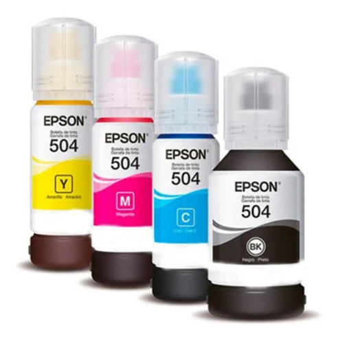 Kit X4 Tintas Epson 504 Impresora L4150 L4160 L4260 L6270