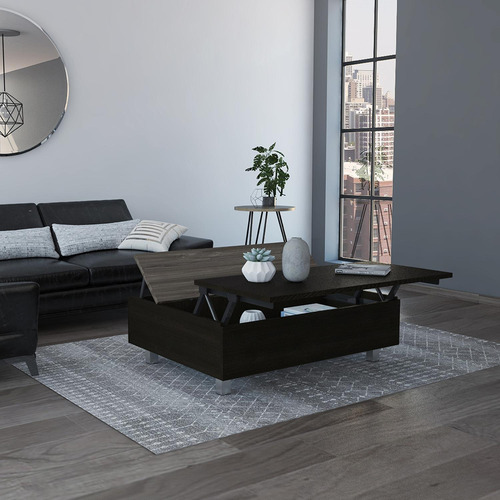 Mesa De Centro Expandible Color Chocolate Modelo Umbra 90 Cm