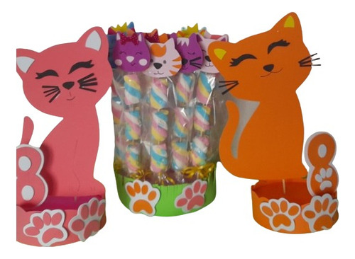 Brochettes Dulces Malvavisco Gatitos Dulces Tematicos X 15