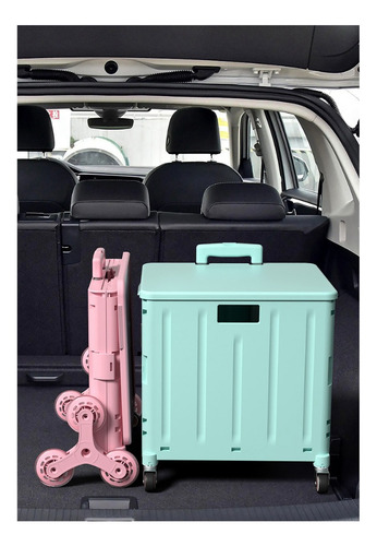 Carrito De Compras Plegable Ruedas Resistente 38 X 33 Cm Color Gris