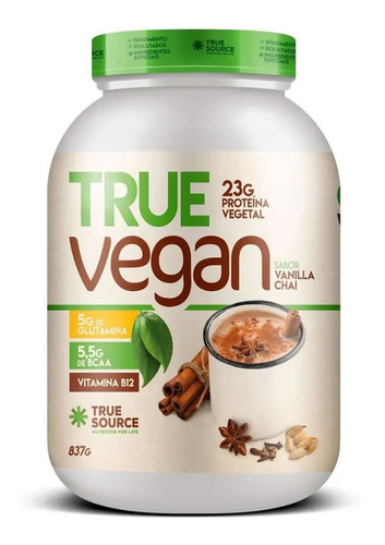 Suplemento Em Pó True Source Vegan Proteínas Sabor Vanilla Chai Em Pote De 837ml