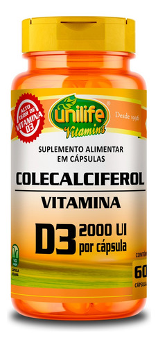 Kit 3 Vitamina D3 2000 Ui Colecalciferol Unilife 60 Cápsulas