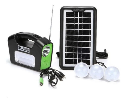 Kit Solar Camping Ampolletas Led Fm Rádio Bluetooth Mp3 Gd16