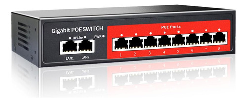 Conmutador Poe Gigabit De 8 Puertos Compatible Con 2 Gigabit