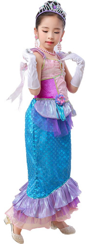 Sirena Vestido De Princesa Disfraz De Fiesta O Cosplay, Cumpleaños Para Niños Halloween Vestir Con Accesorios