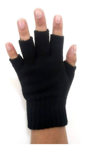 Imagen 6 de 10 de Guante Mágico Dedo Cortado Negro De Lana Unisex 12 Unidades