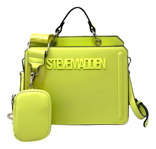 Bolsa Steve Madden Belevyn Dt618175 Acabado De Los Herrajes Níquel Color Verde Lima Correa De Hombro Verde Lima Diseño De La Tela Liso