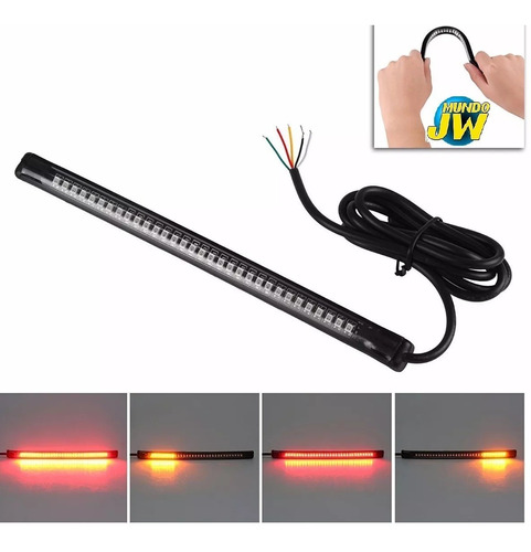 Luz Stop Giros Guiños Tira Led Moto Universal Cables  Jw