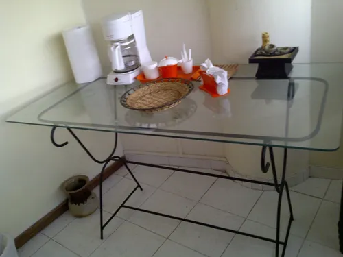 comprar Mesa  Base De Hierro Forjado Y Tope Vidrio 8mm