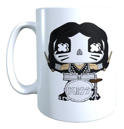 Tazon Con Diseño Kiss Baterista Gato