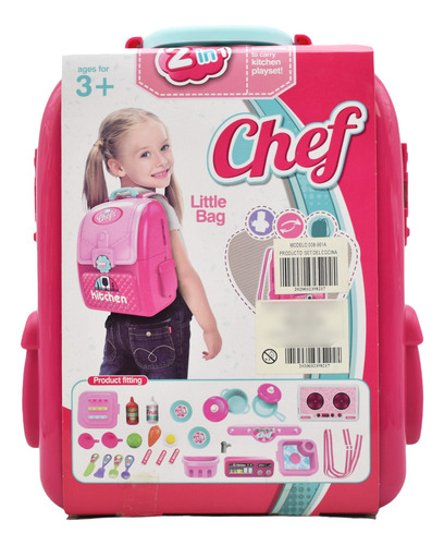 Cocinita Backpack Portatil 2 En 1 Little Chef Set 008-961a