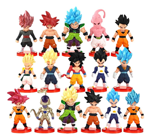Dragon Ball Super Colección Set 16 Pzs Con Base 5-8cms Goku