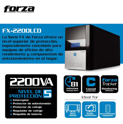 Ups Interactiva Forza Fx-2200lcd 2200va/1200w 8 Tomas ±81min