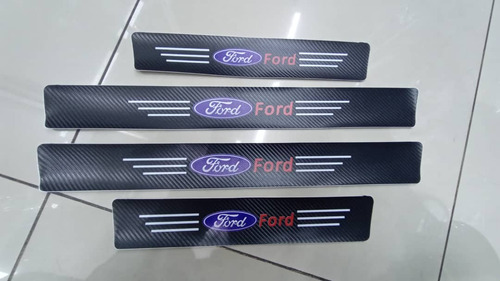 Cubre Socalo Pisaderas Pegatina Fibra Carbono Ford
