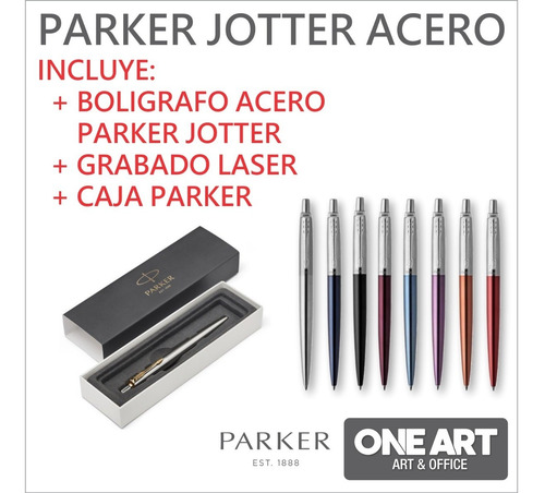 Boligrafo Parker Jotter Acero Clip Dorado + Grabado Incluido