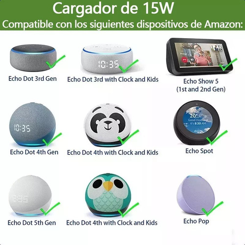 Cargador Adaptador Para Alexa Echo Dot 5ta 4th 3ra Gen Pop
