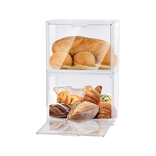 2pcs Caja De Pan Grande Transparente Encimera De Cocina...