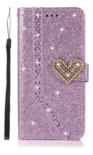 Funda De Piel Tipo Cartera Para iPhone Bling Glitter