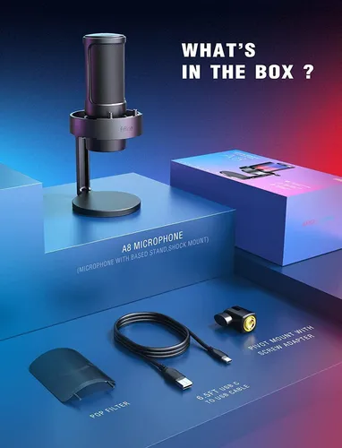 Micrófono Gaming Fifine Ampligame A8, De Condensador, Rgb
