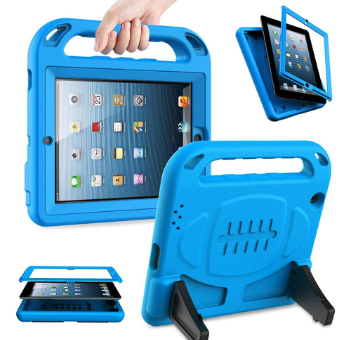 Funda Para iPad 2, 3, 4 Antigolpes, Con Función Atril/azul