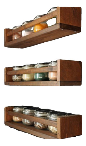  Set De 3 Especieros De Madera Cocina Para Pared Repisas 