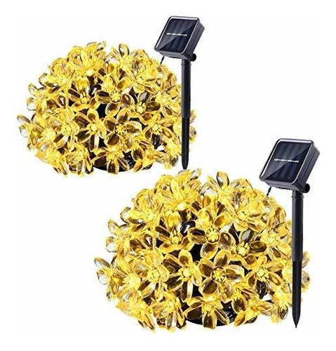 Juego De 2 Luces Solares De 9,5 M 50 Leds De Flores De Cerez