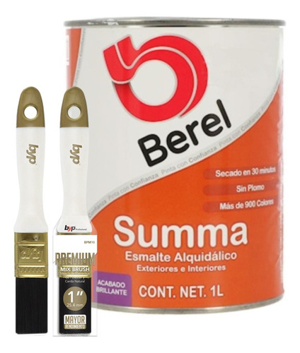 Kit Litro Berel Summa Secado Rápido + Brocha Premium 1   Byp