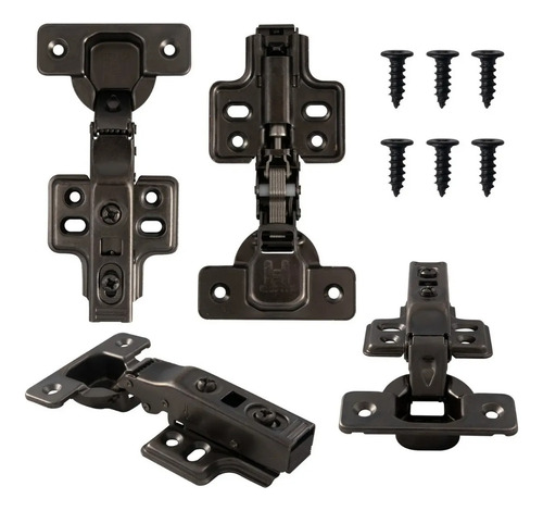 Bisagra Bidimensional Cierre Suave Recta Negro Cerrajes 1par
