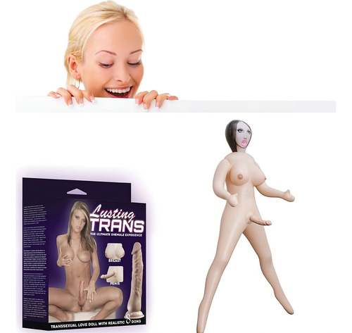 Muñeca morena inflable con pene transexual que anhela trans