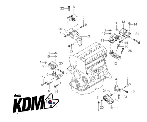Imagem 2 de 2 de Kia Carnival 2.9 16v 1999 A 2005 - Coxim Direito Motor