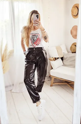 Pantalon engomado de dia new arrivals