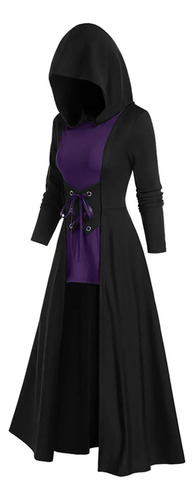 Disfraz Medieval, Vestido Con Cordones, Bata Con Capucha, Capa