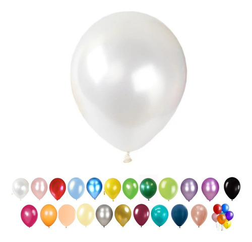 Globos Perlados 12 Pulgadas X 25 Un Cotillon Carioca Fiesta Color Blanco