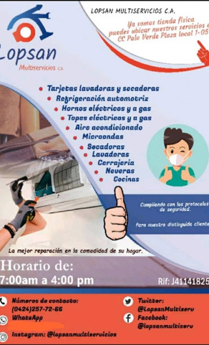 Refrigeración, Lavadoras, Secadoras, Servicio Tecnico