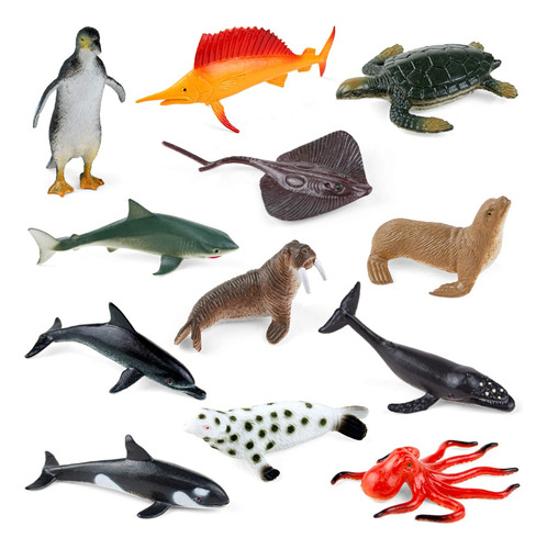 Figuras De Animales Marinos Juguetes De Pvc 12 Piezas