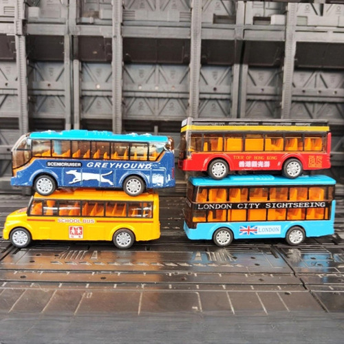 4 Piezas, Escala 1:64, Colección De Autobuses Escolares De
