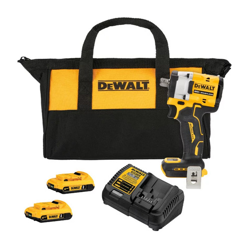 Kit de llaves de impacto Atomic Dcf922 D2 Dewalt sin escobillas, 1/2, 20 V, color amarillo, 110 V/220 V