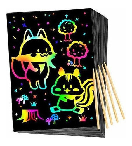 Qxnew Rainbow Scratch Art Para Ninos: Magic Scratch Off Pap