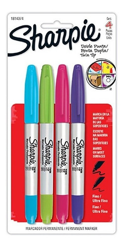 Marcador Sharpie Twin Tip Blister X4 Colores