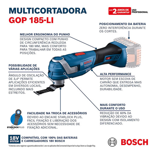Multicortadora A Bateria Gop 185-li 18v S/ Bateria Bosch