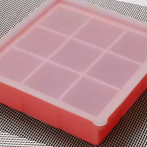 2 Formas De Silicone 9 Cubos Cozinha Com Tampa Drinks Gelo Cor Vermelho